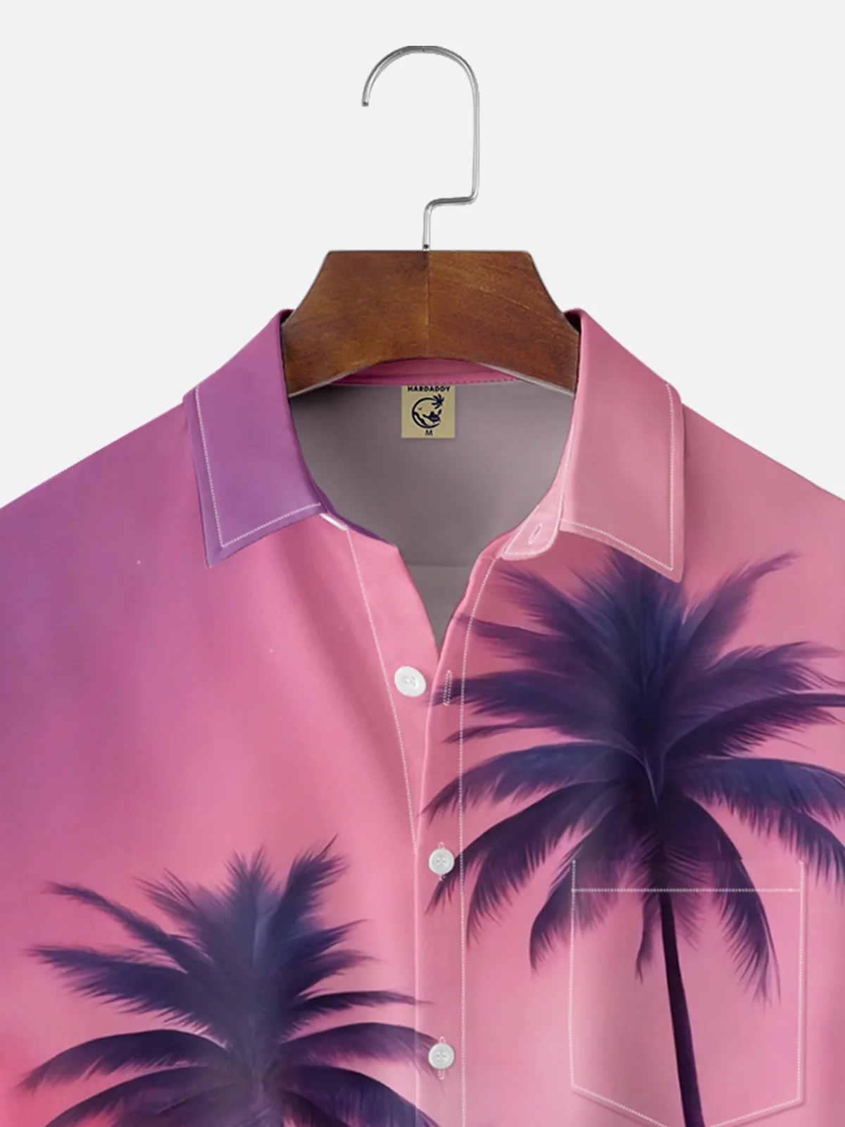 Moisture-wicking Palm Tree Chest Pocket Hawaiian Shirt