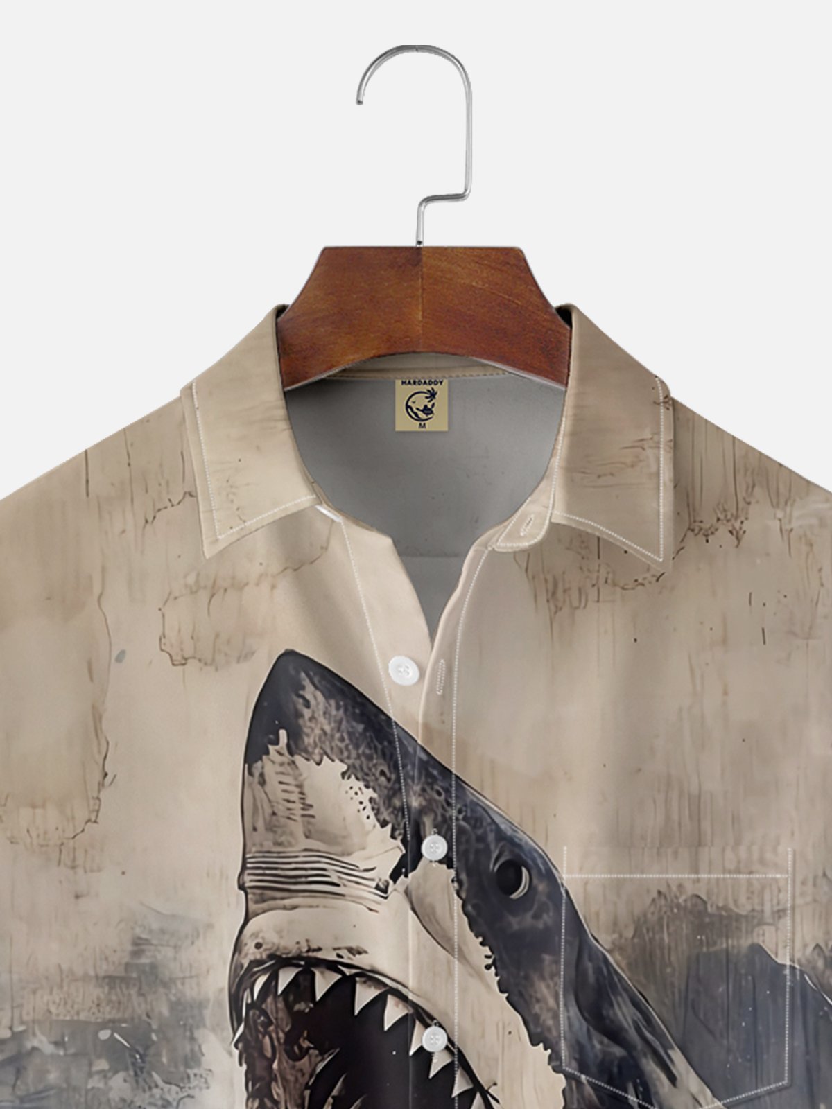 Moisture wicking Ukiyo-e Great White Shark chest pocket Hawaiian shirt