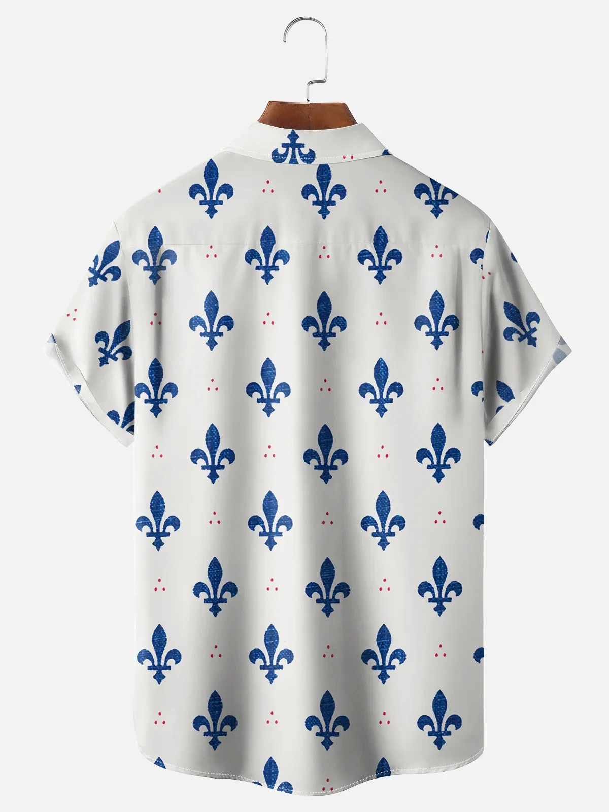Mens Fleur de lis Print Casual Breathable Short Sleeve Hawaiian Shirts