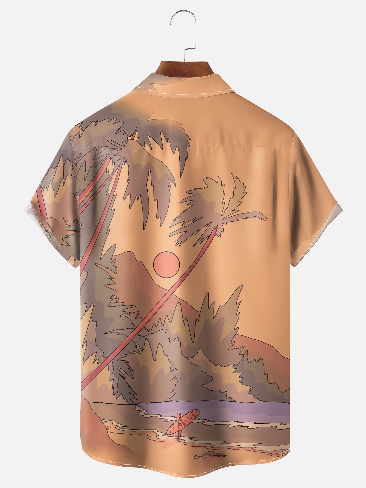 x Stephen Wade Moisture Wicking Seaside Coconut Tree Chest Pocket Hawaiian Shirt