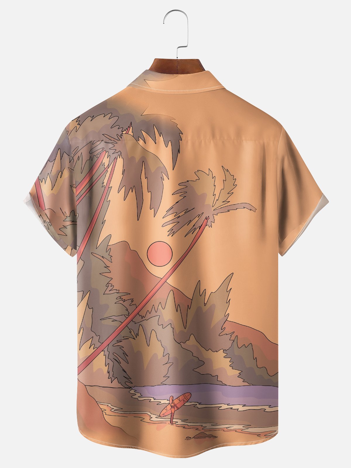 x Stephen Wade Moisture Wicking Seaside Coconut Tree Chest Pocket Hawaiian Shirt