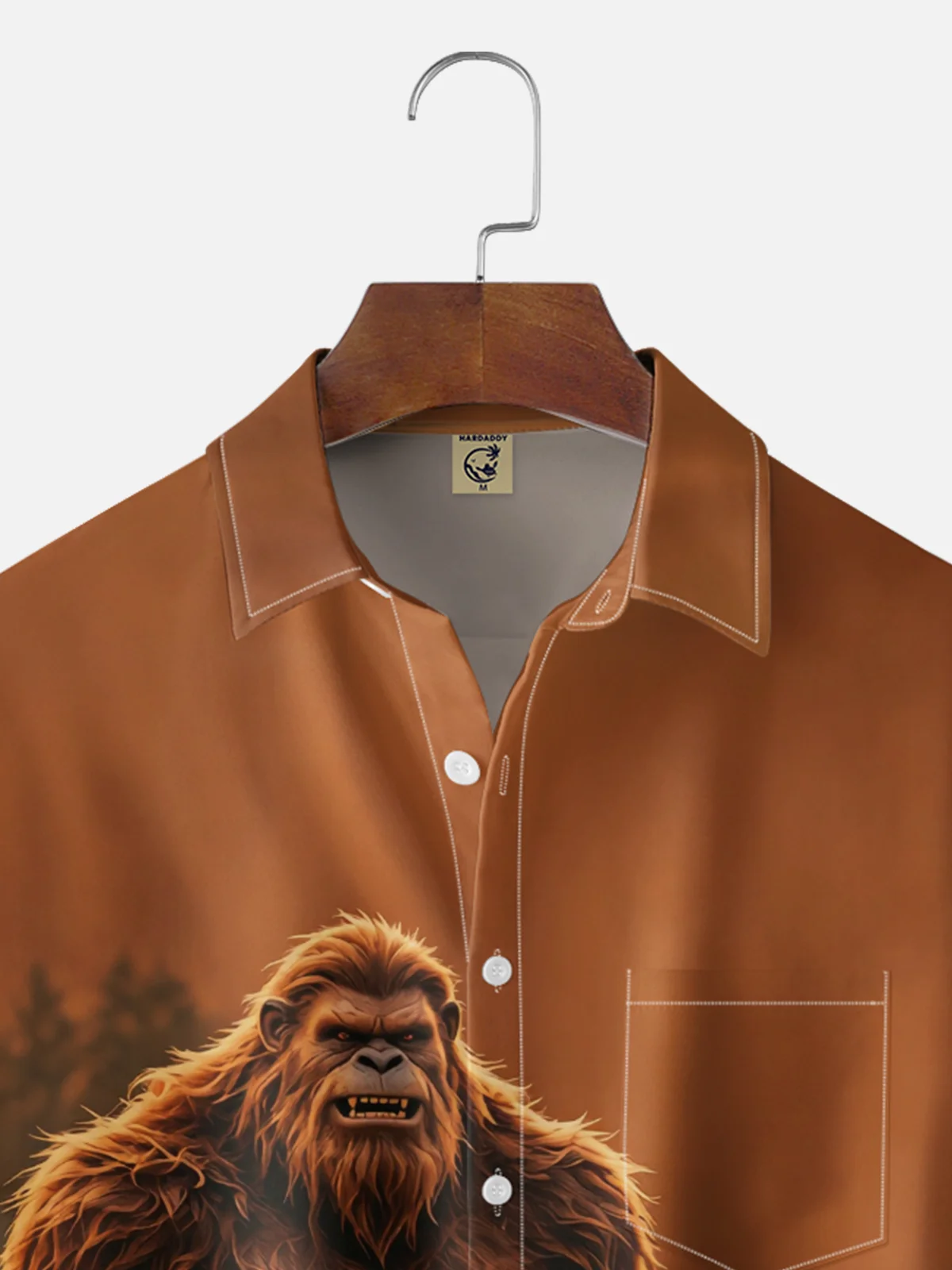 Moisture-Wicking Gradient BBQ Bigfoot Chest Pocket Hawaiian Shirt