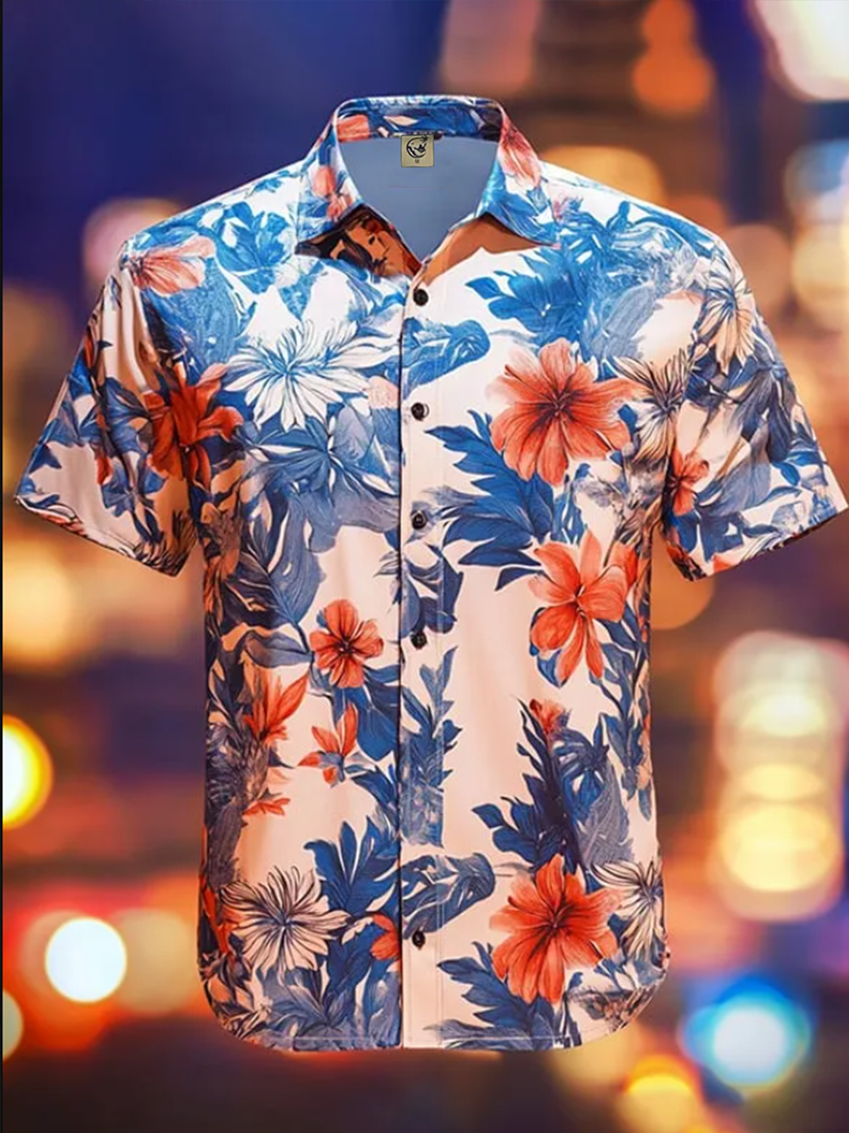 Moisture-wicking Tropical Palm Tree Chest Pocket Hawaiian Shirt