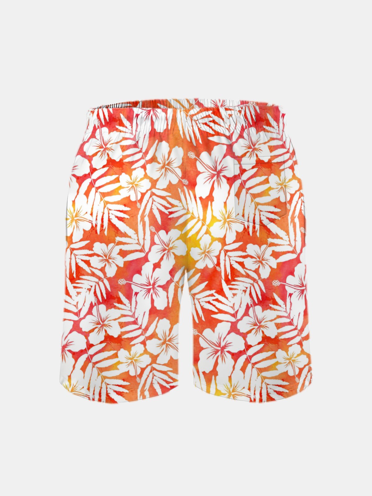 Men's Swim Trunks Hawaiian Tropical Hibiscus Flower Beach Shorts with Pockets