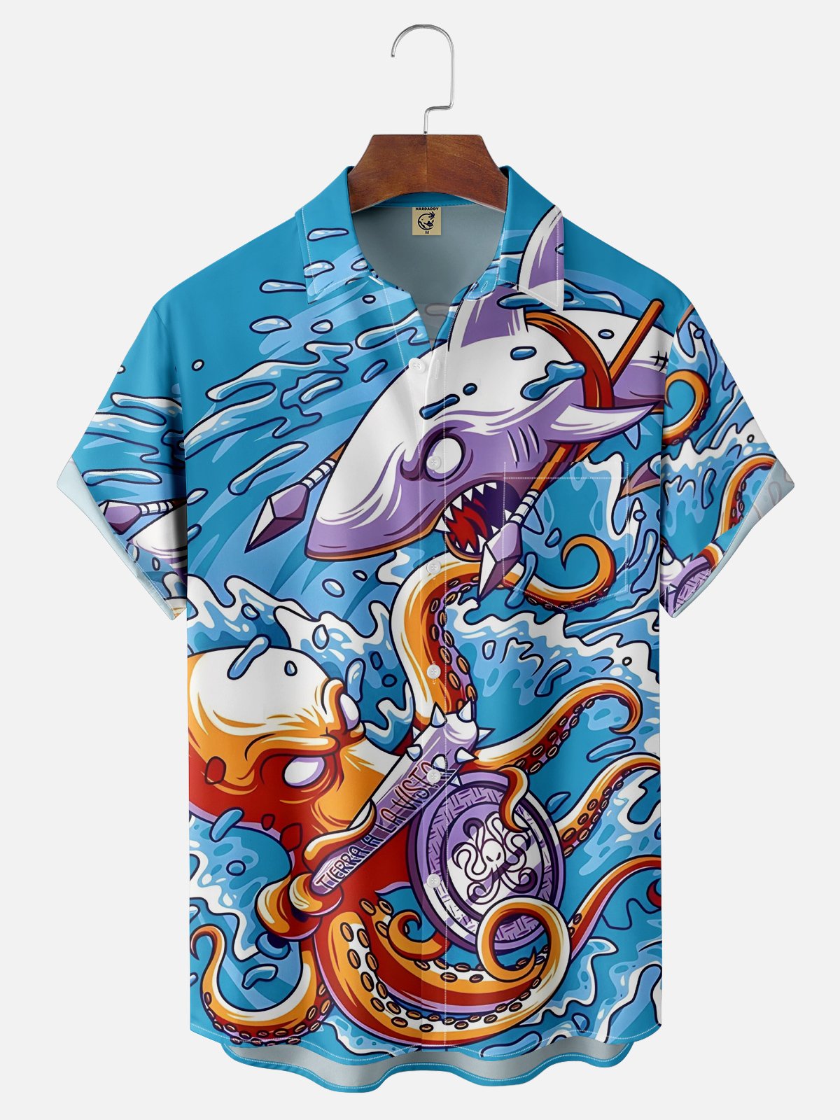 Marine Life Octopus Moisture-wicking Chest Pocket Hawaiian Shirt