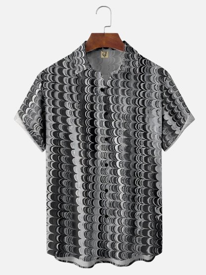 Moisture-wicking Abstract Art Chest Pocket Hawaiian Shirt