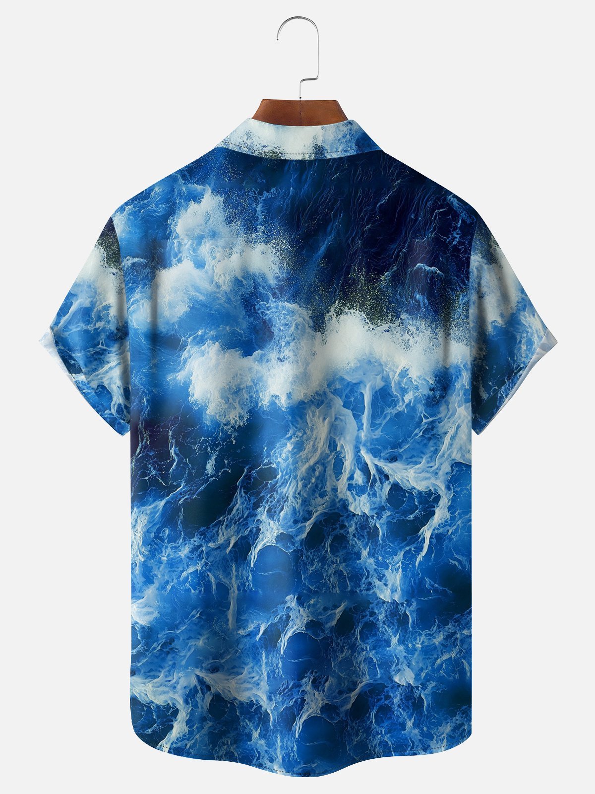 Moisture-wicking Ocean Palm Tree Chest Pocket Hawaiian Shirt