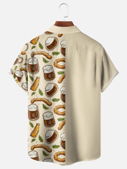 Moisture-wicking Beer Bread Coffee Chest Pocket Hawaiian Shirt