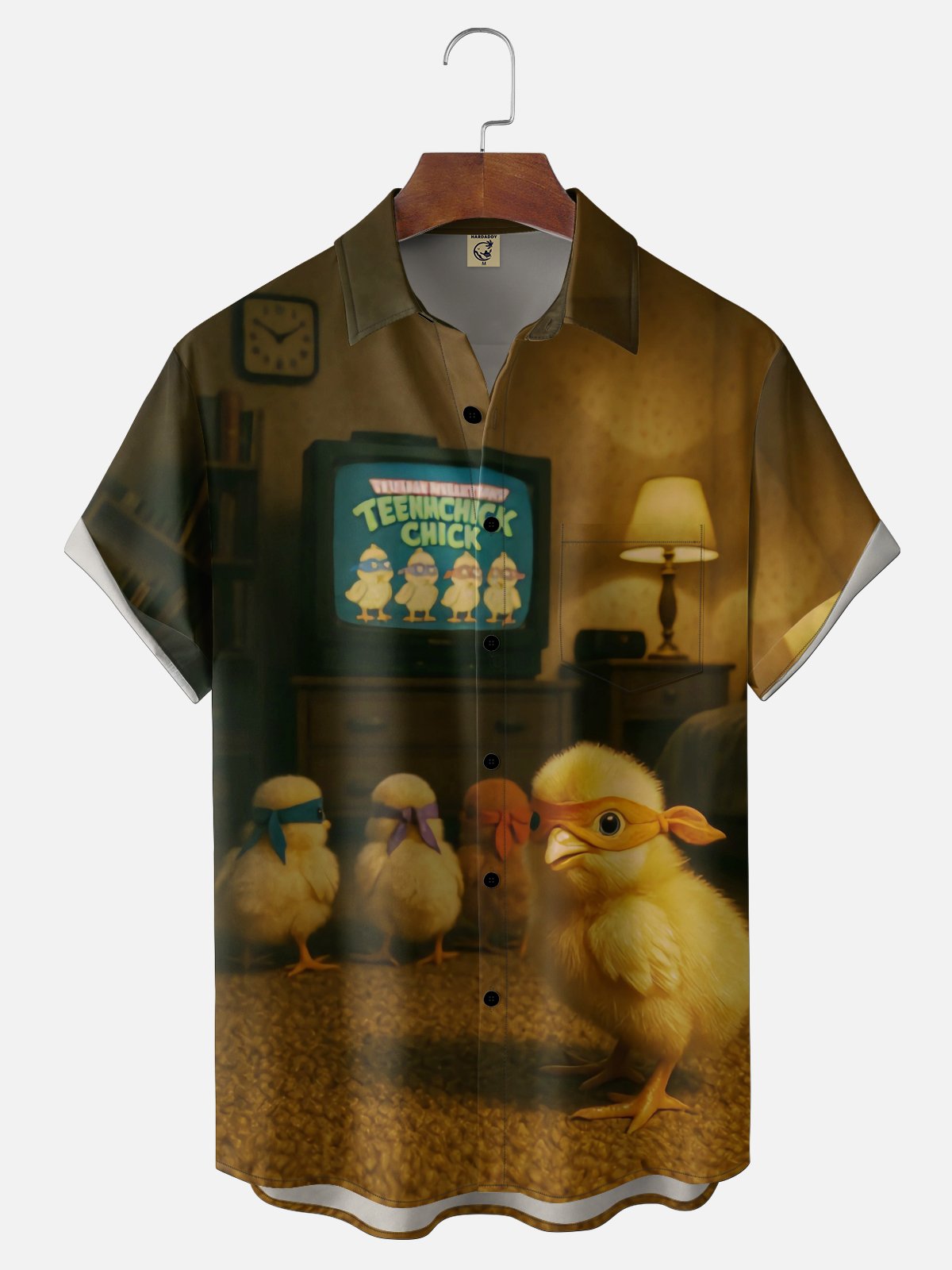 Moisture Wicking Fun Chick Chest Pocke Holiday Hawaiian Shirt