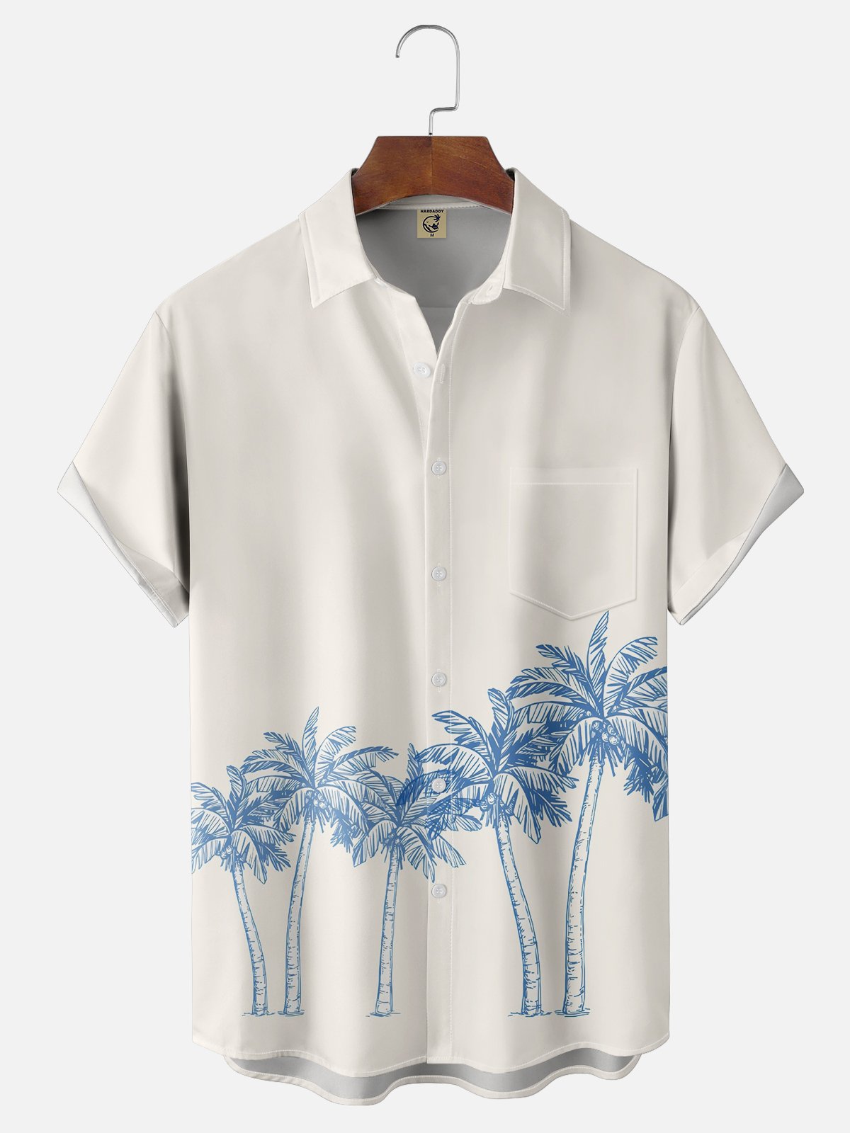 Moisture-wicking Palm Tree Chest Pocket Hawaiian Shirt
