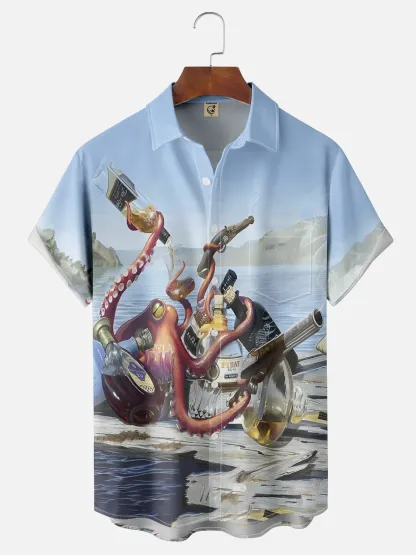 Moisture-wicking Octopus Hawaiian Shirt
