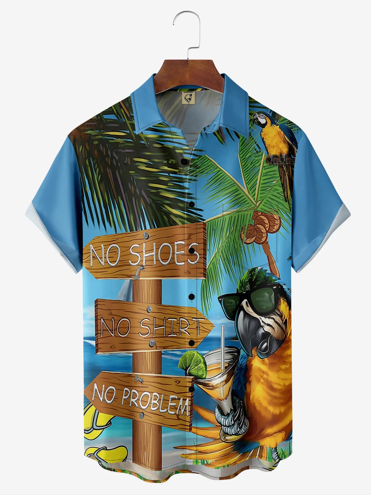 Moisture-wicking Parrot Cocktail Chest Pocket Hawaiian Shirt
