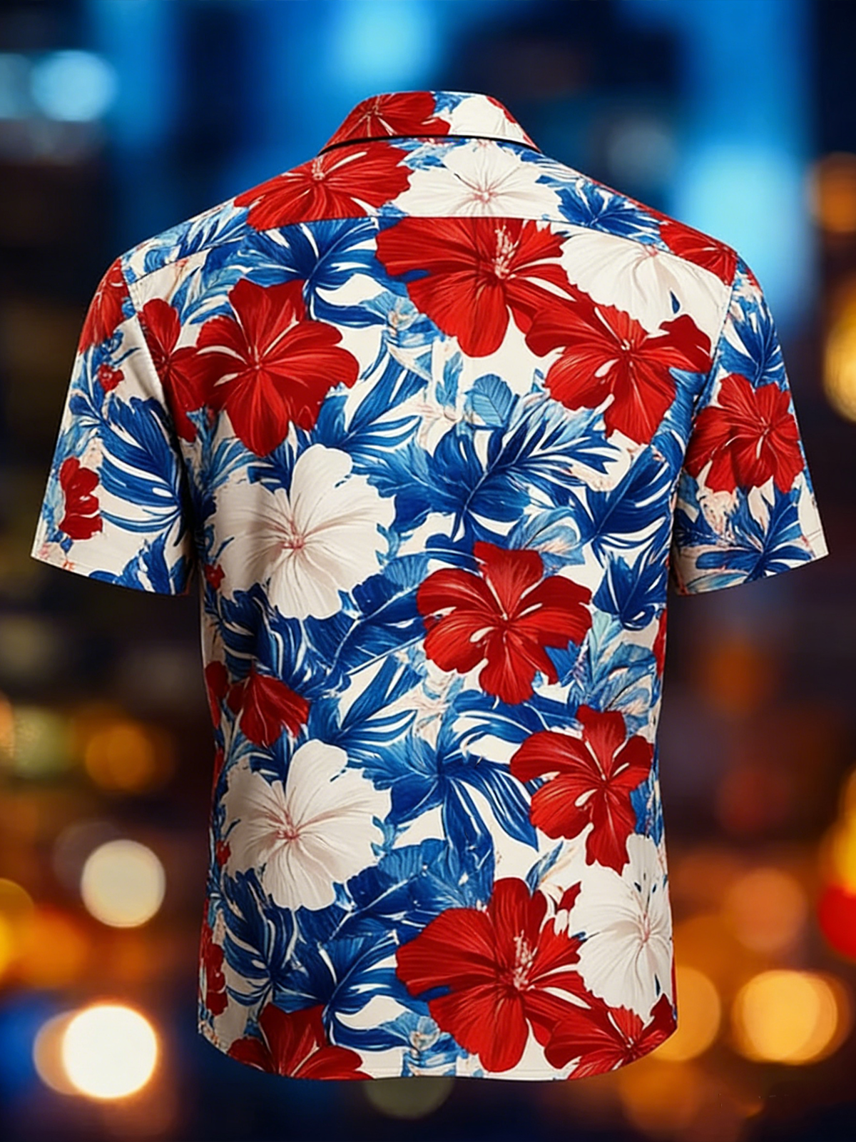 Moisture-wicking Tropical Palm Tree Chest Pocket Hawaiian Shirt