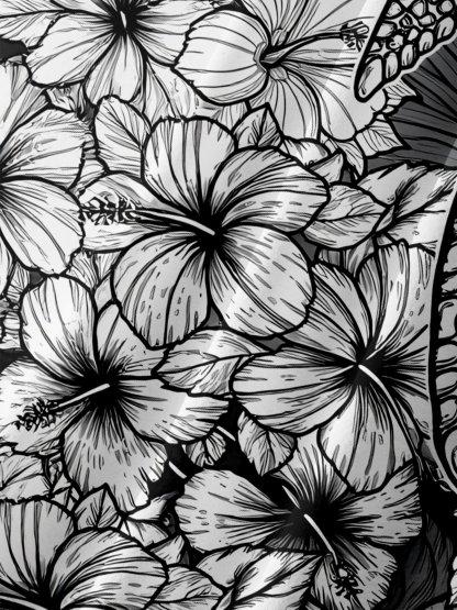 Moisture Wicking Botanical & Turtle Chest Pocket Holiday Hawaiian Shirt