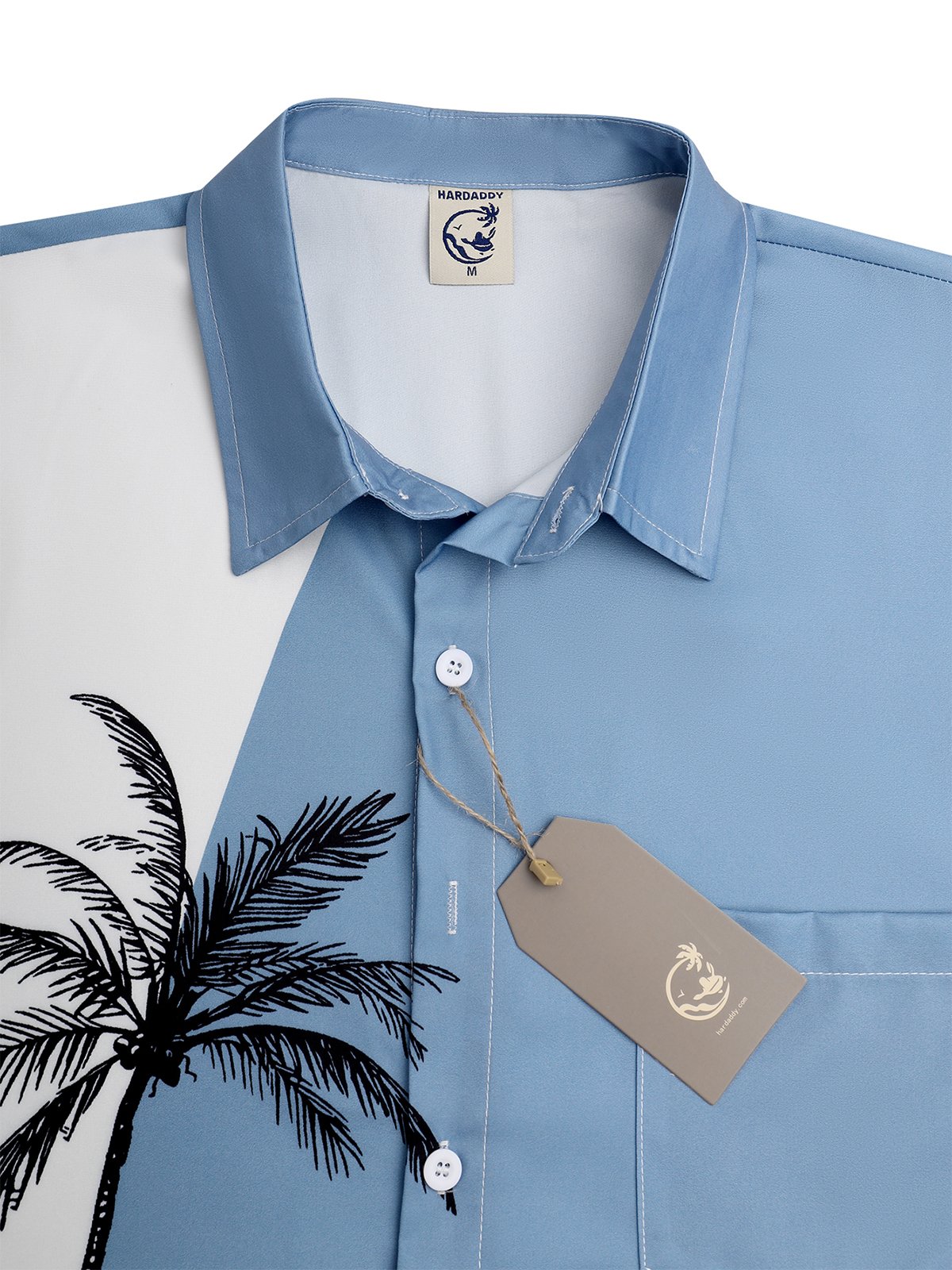 Men's Coconut Tree Colorblock Print Casual Breathable Men's Hawaiian Short Sleeve Vintage Shirt with Pockets