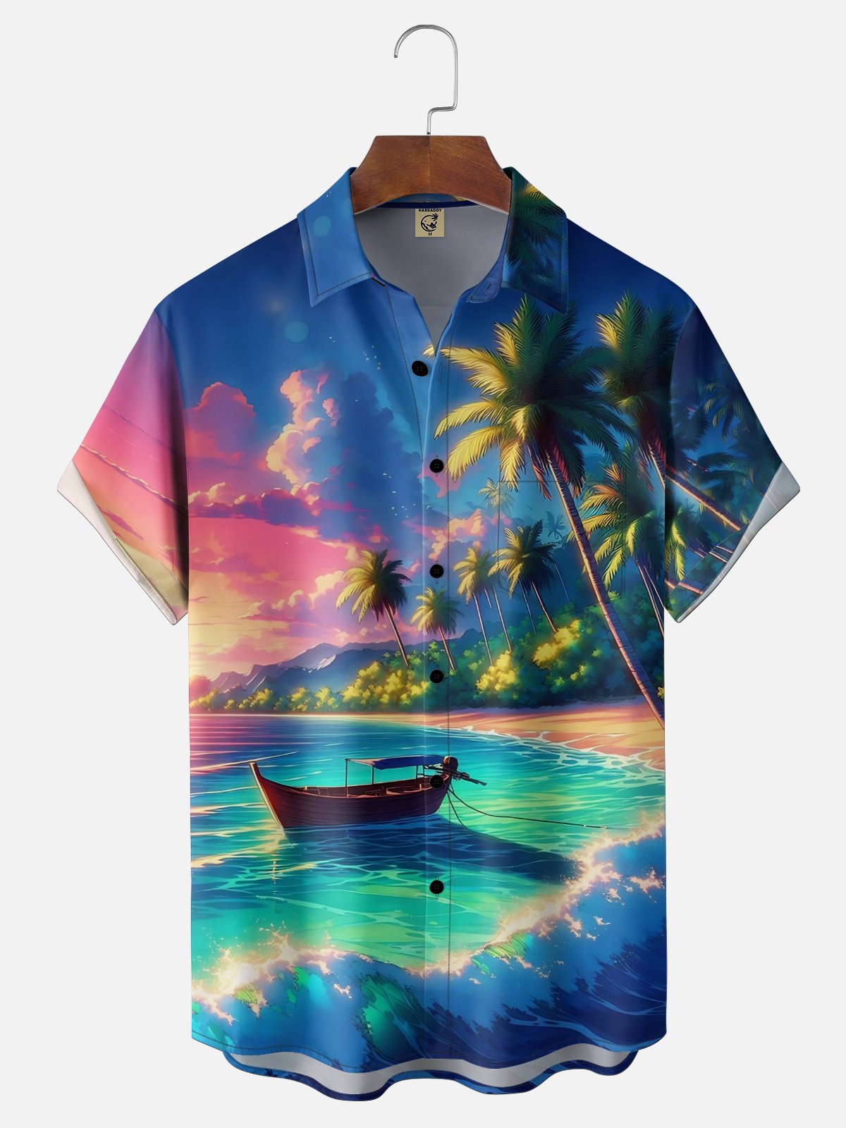 Moisture-wicking Dream Beach Vacation Scenery Chest Pocket Hawaiian Shirt