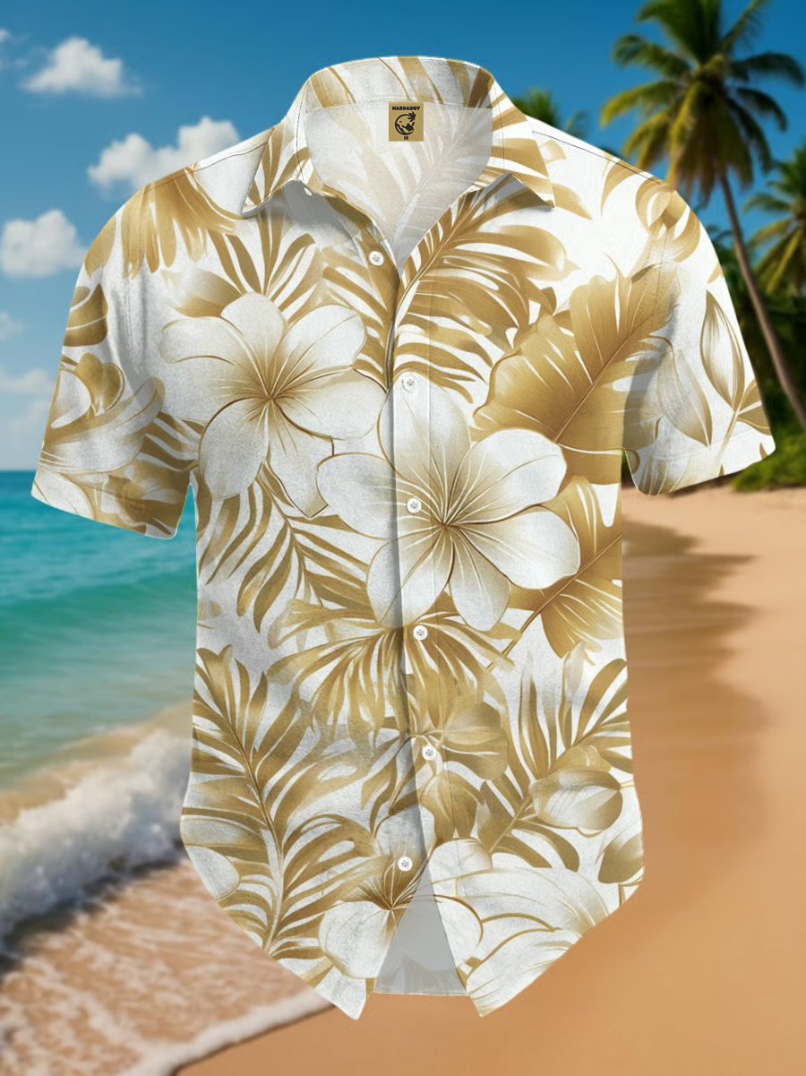 Moisture-wicking Floral Chest Pocket Hawaiian Shirt