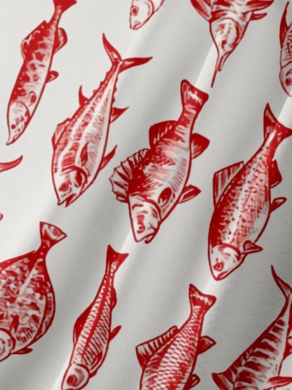 Moisture Wicking American Flag Fish Chest Pocket Hawaiian Shirt