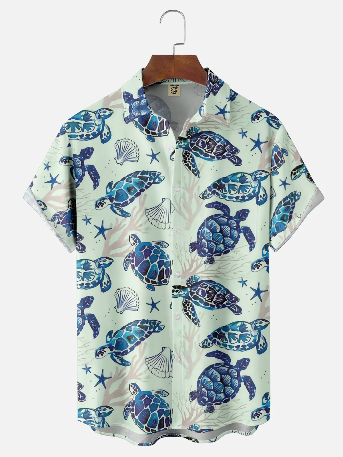 Sea Turtle Chest Pocket Short Sleeve Hawaiian Shirt