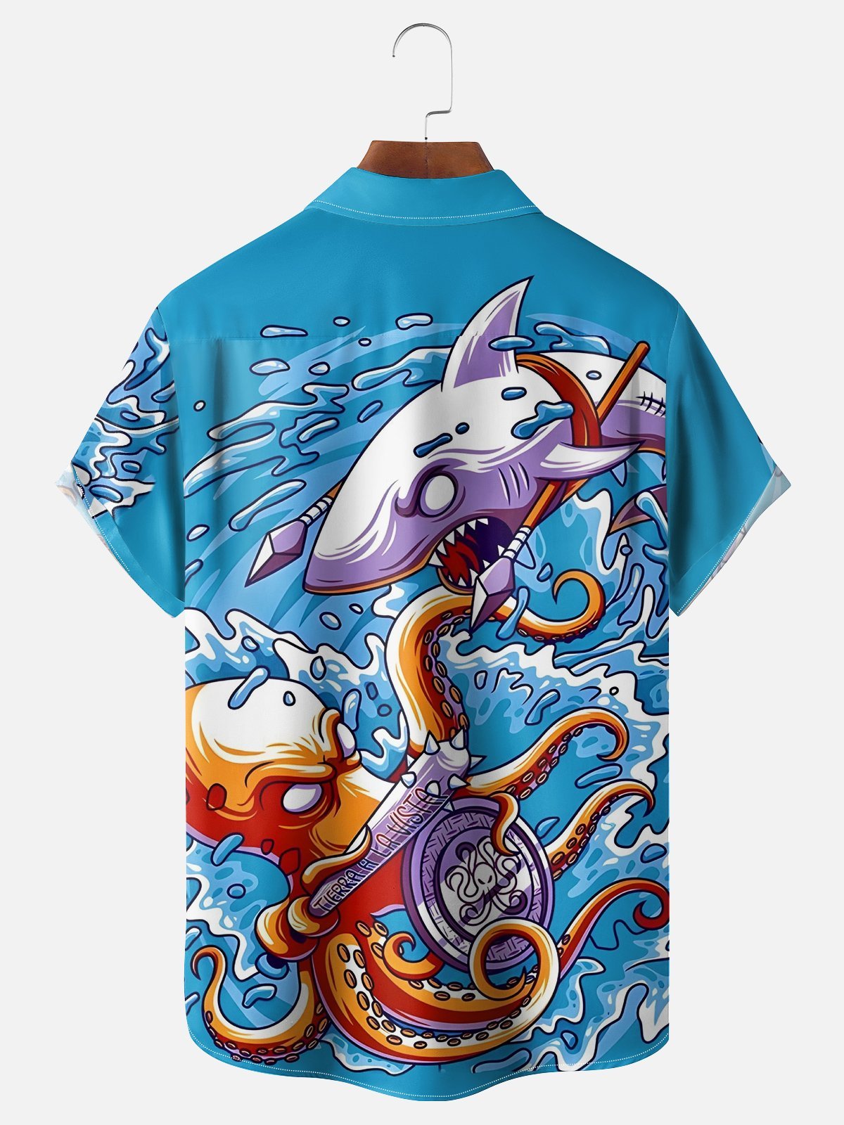 Marine Life Octopus Moisture-wicking Chest Pocket Hawaiian Shirt