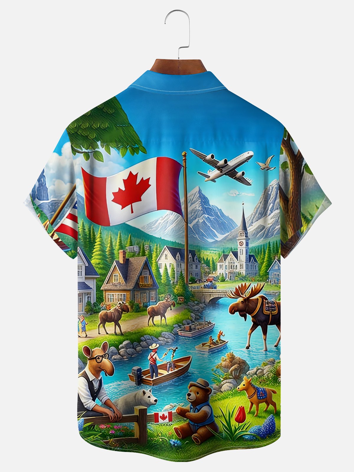 Moisture Wicking Canada Day Maple Leaf Flag Beaver Chest Pocke Holiday Hawaiian Shirt