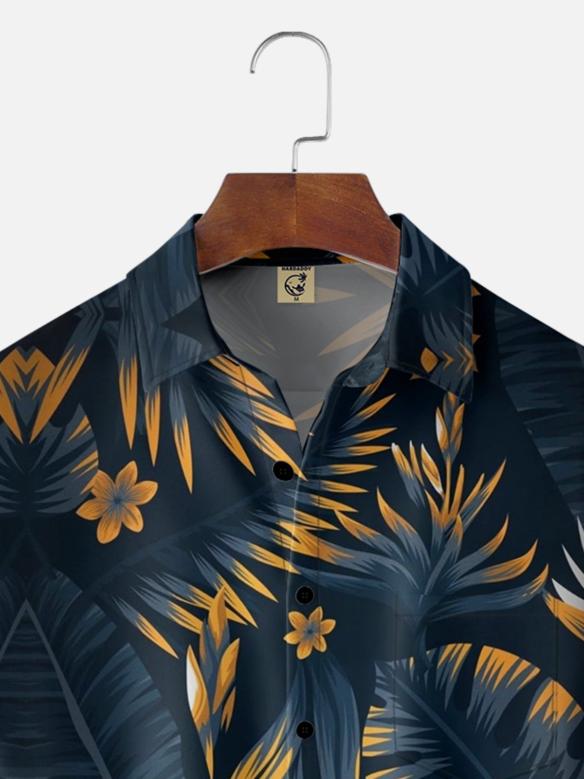 Mens Hawaiian Leaves Print Lapel Loose Chest Pockets Short Sleeve Funky Aloha Shirt