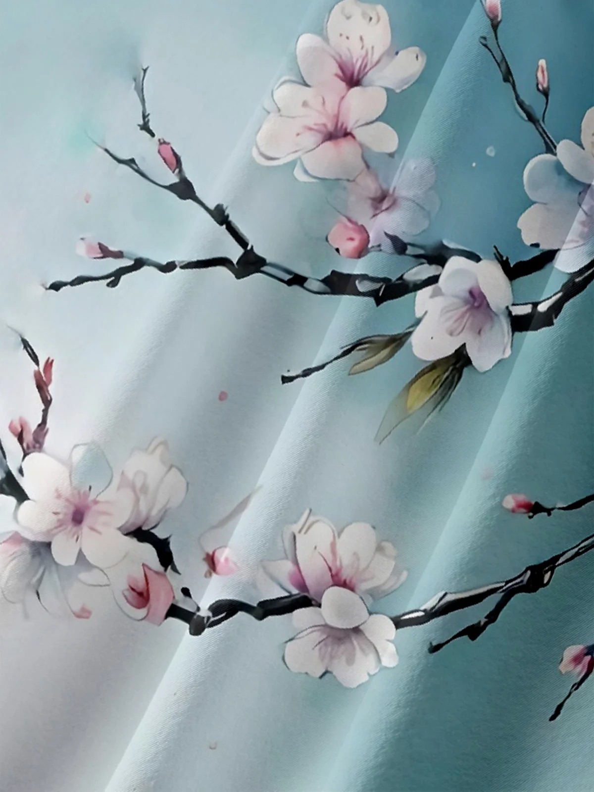 Moisture Wicking Gradient Plants Flowers Peach Chest Pocket Hawaiian Shirt