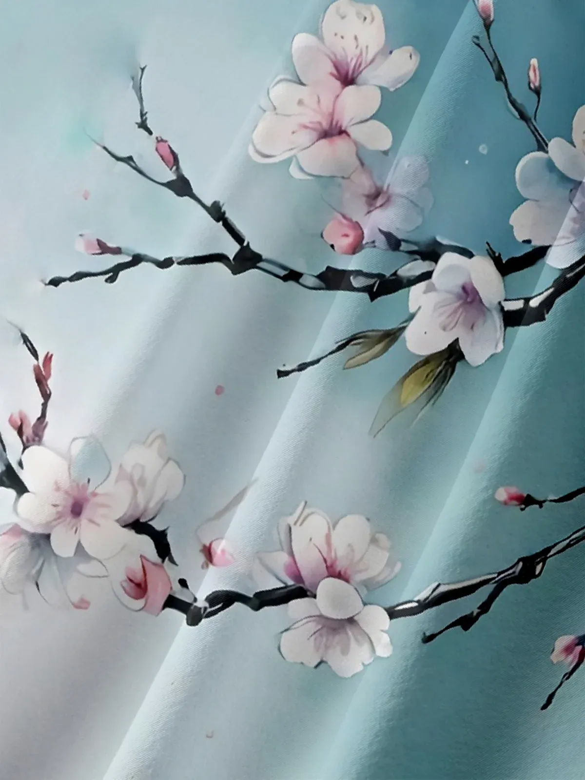 Moisture Wicking Gradient Plants Flowers Peach Chest Pocket Hawaiian Shirt