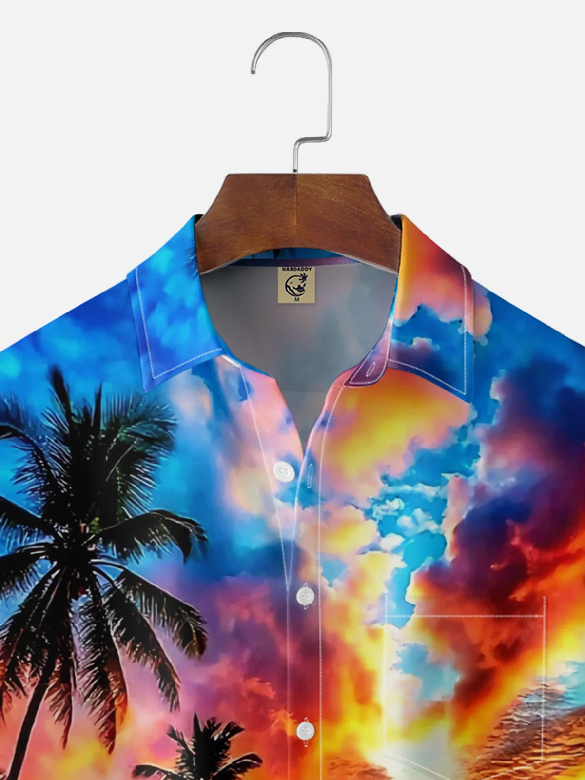 Moisture-wicking Island Beach Fantasy Art Chest Pocket Hawaiian Shirt