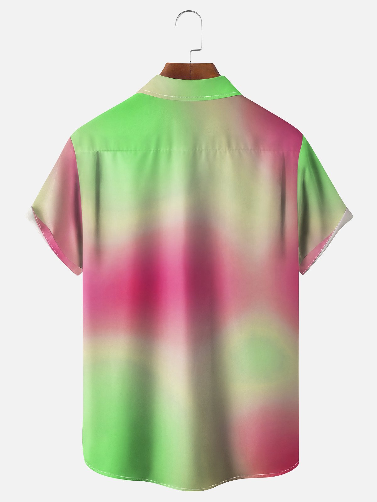 Flamingo Gradient Color Chest Pocket Short Sleeve Hawaiian Shirt
