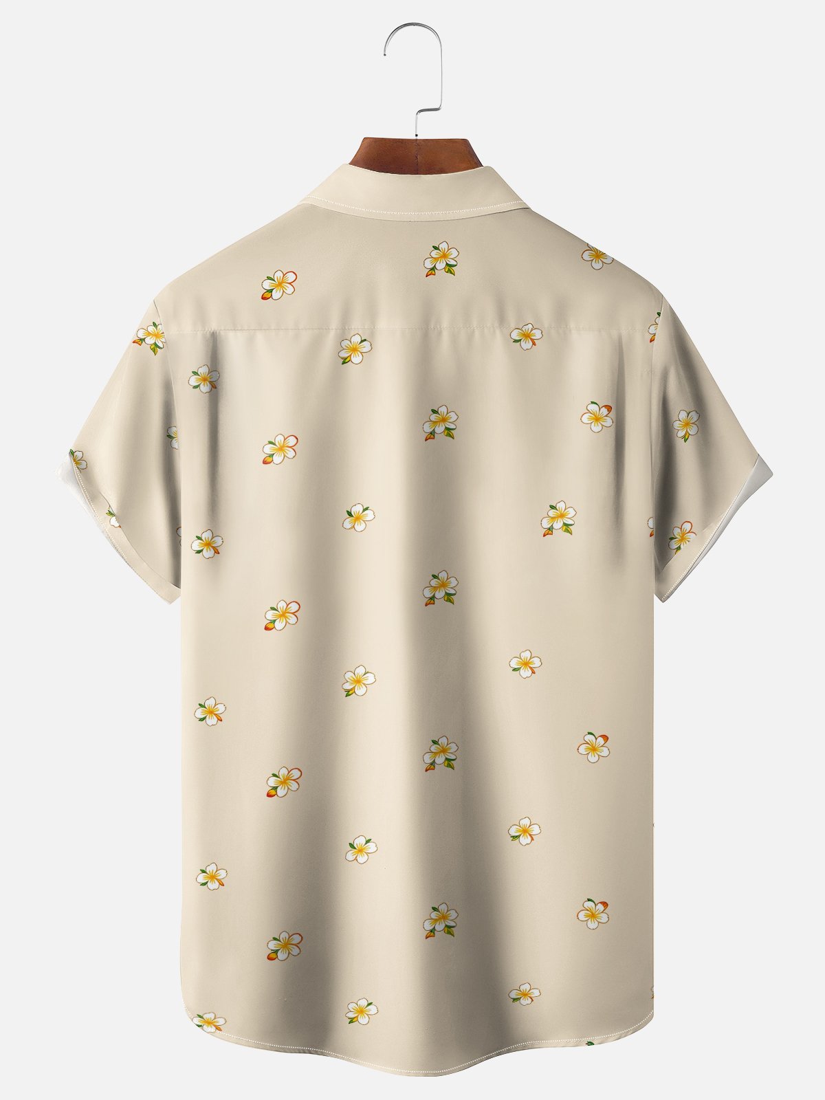 Moisture-Wicking Gradient Floral & Pineapple Pattern Chest Pocket Hawaiian Shirt