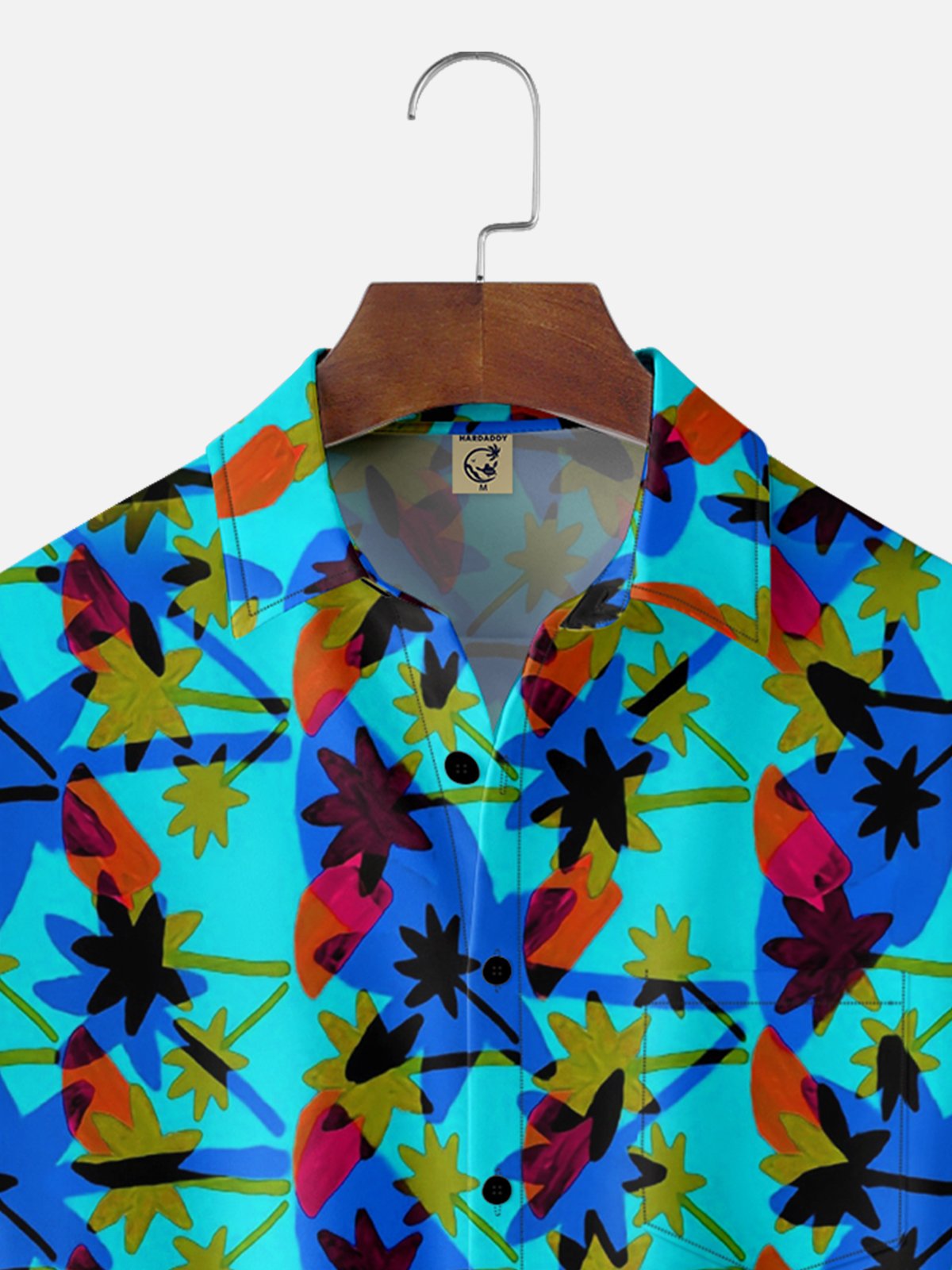 Moisture-wicking Palm Tree Chest Pocket Hawaiian Shirt