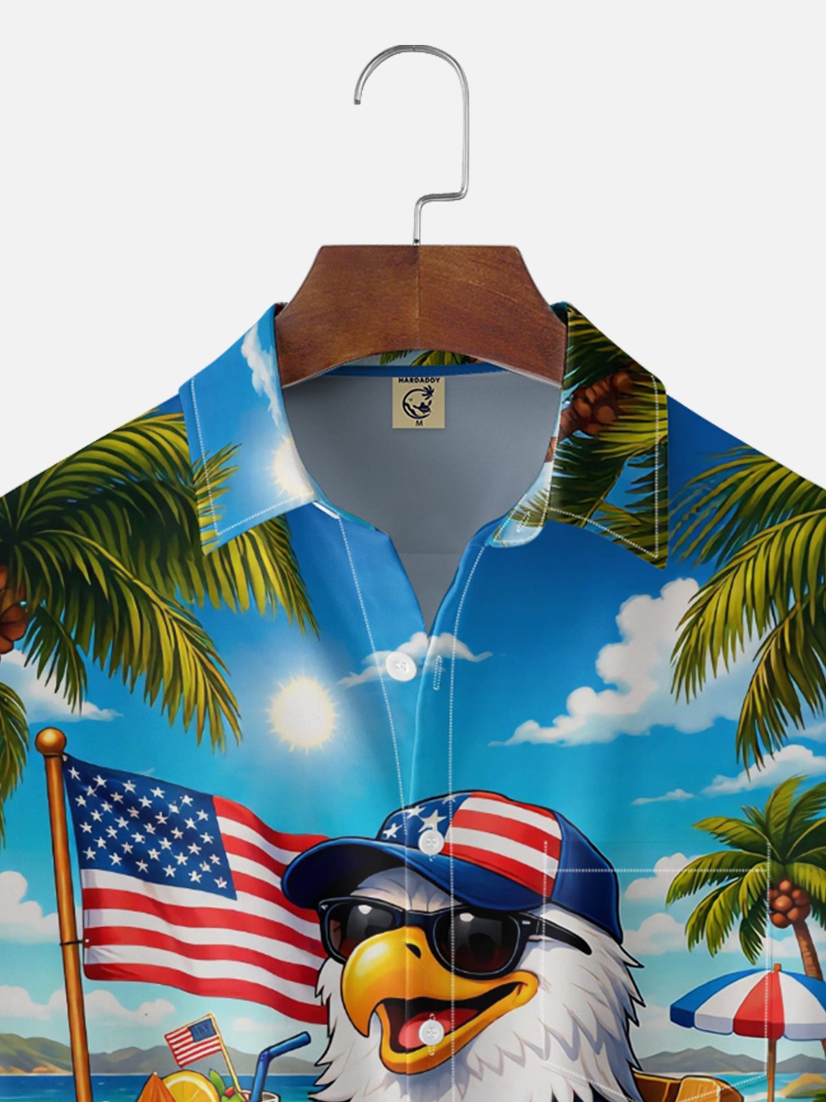 Moisture-Wicking Beach-Style American Eagle Chest Pocket Hawaiian Shirt