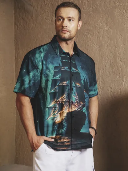 Sailboat Short Sleeve Hawaiian Shirt