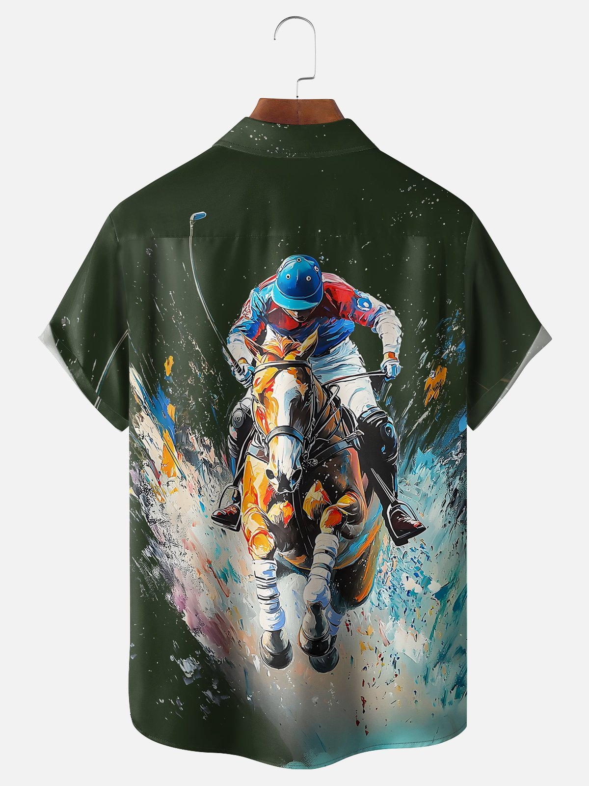 Moisture-wicking Kentucky Derby Horse Racing Chest Pocket Casual Shirt