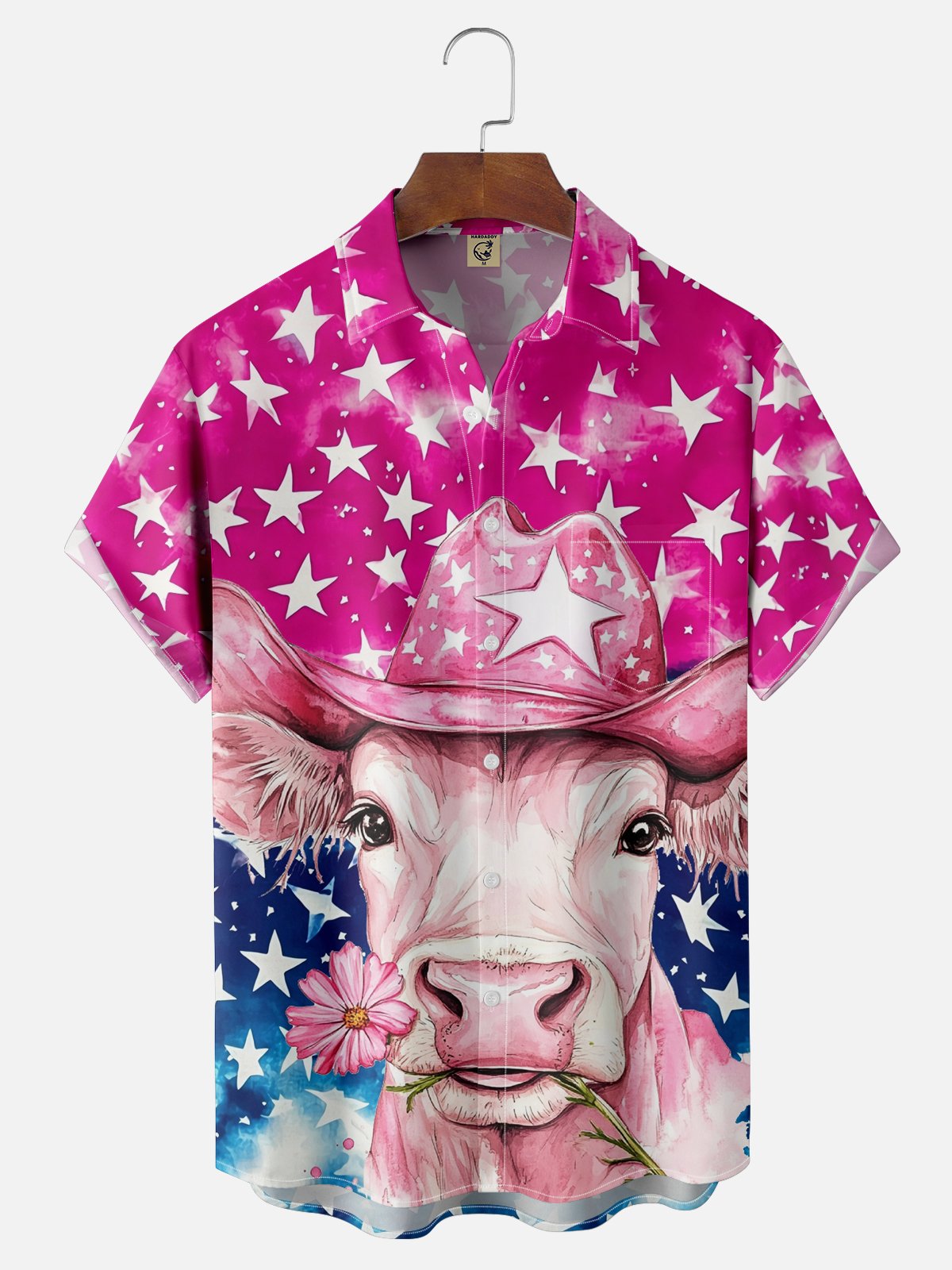 Moisture-wicking Western Cow Chest Pocket Casual Shirt