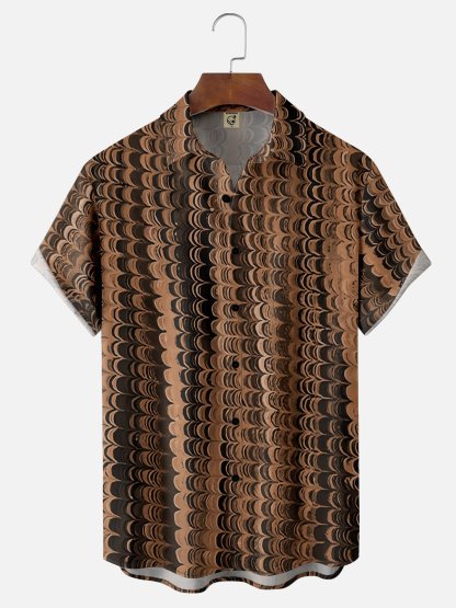 Moisture-wicking Abstract Art Chest Pocket Hawaiian Shirt