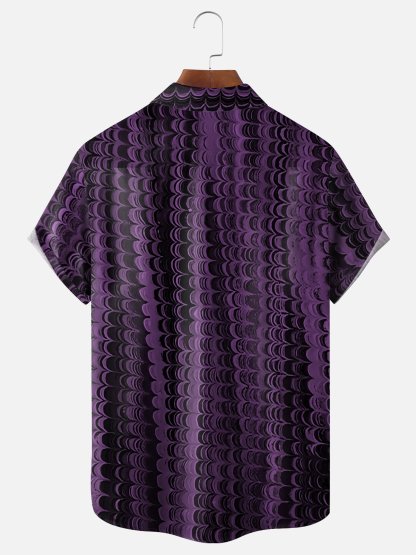 Moisture-wicking Abstract Art Chest Pocket Hawaiian Shirt