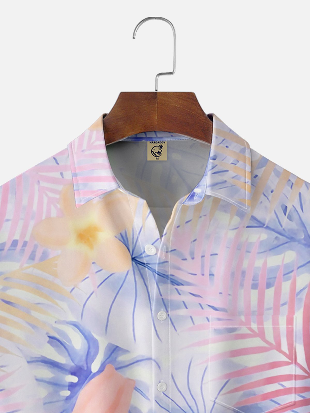 Moisture-wicking Palm Tree Hibiscus Flower Chest Pocket Hawaiian Shirt