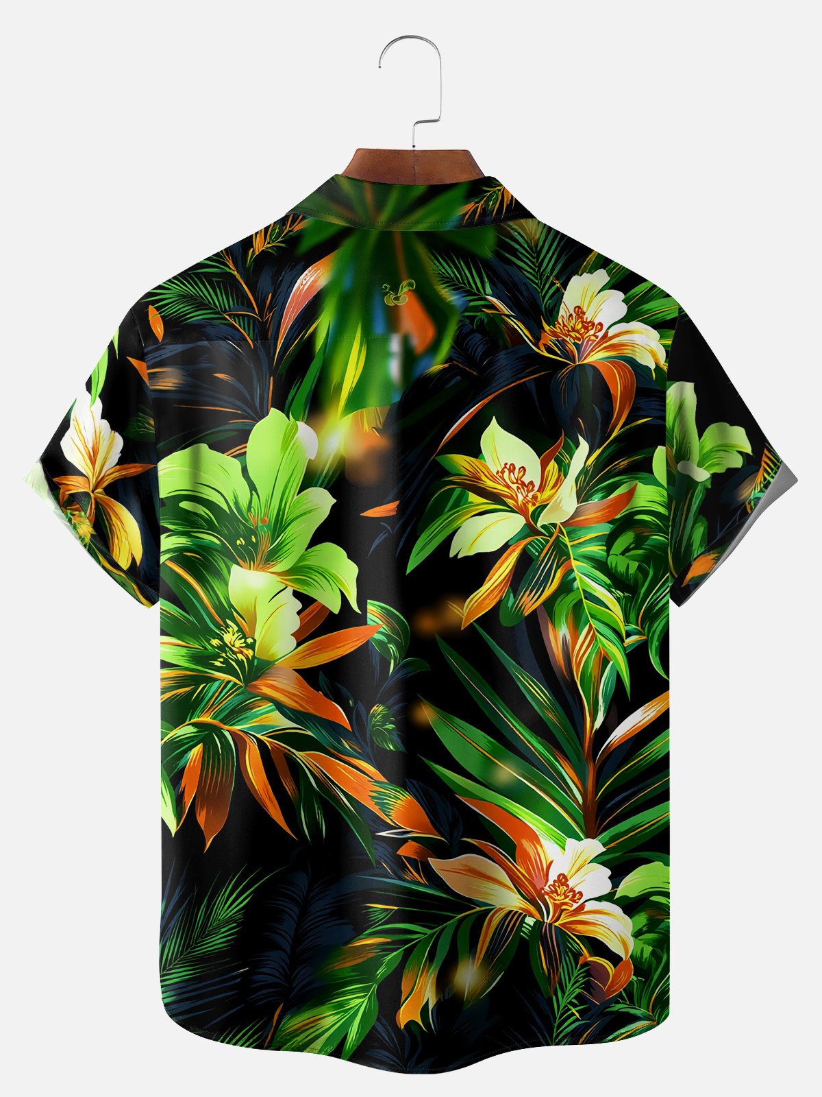 Big Size Moisture-wicking Floral Palm Chest Pocket Hawaiian Shirt