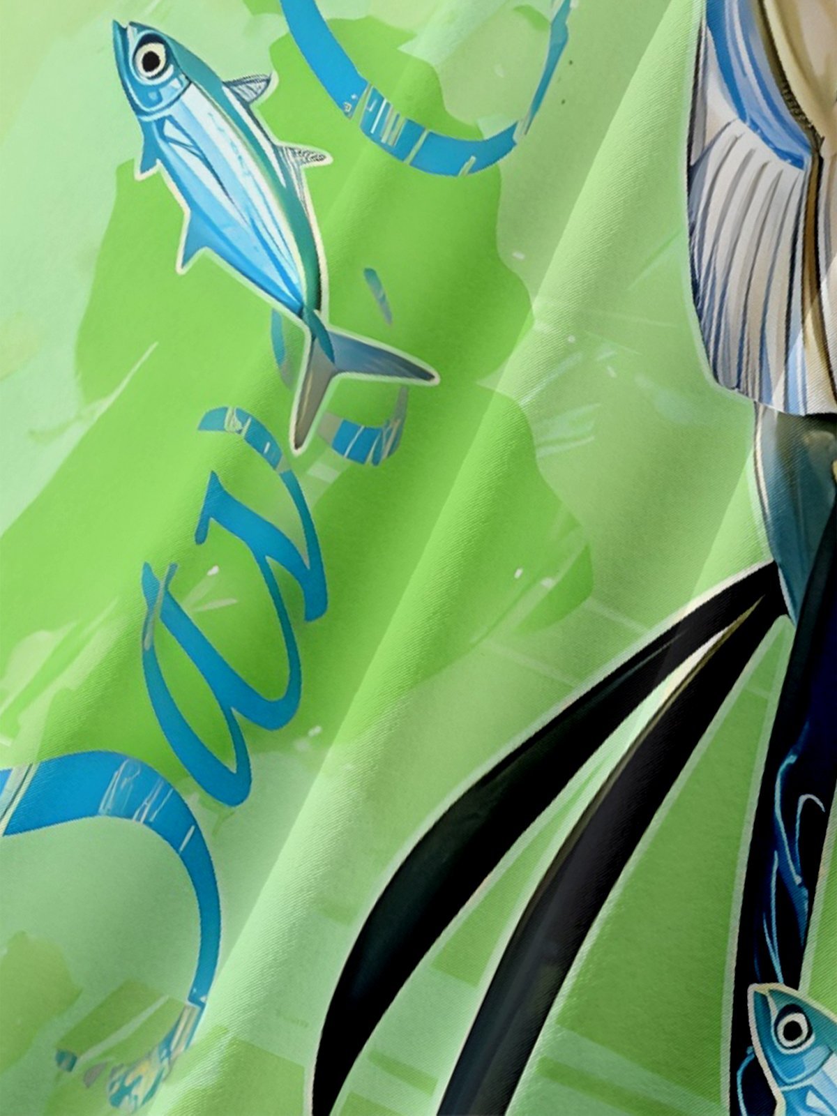 Moisture-wicking Swordfish Ocean Chest Pocket Hawaiian Shirt