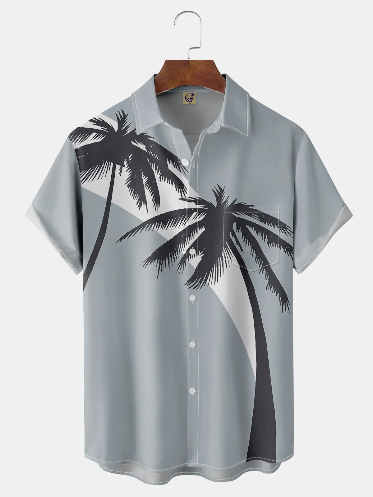 Coconut Tree Chest Pocket Short Sleeve Hawaiian Shirt