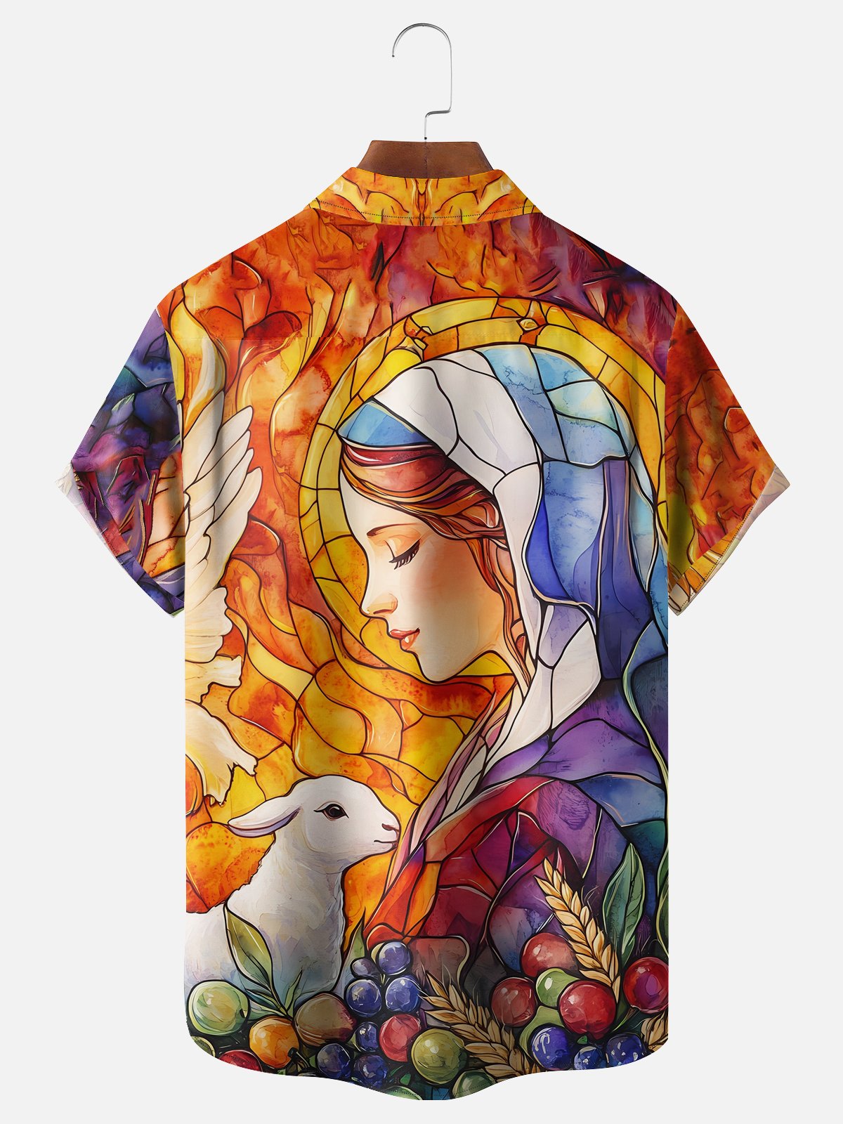 Moisture-wicking Easter Christian Virgin Mary Jesus Chest Pocket Casual Shirt
