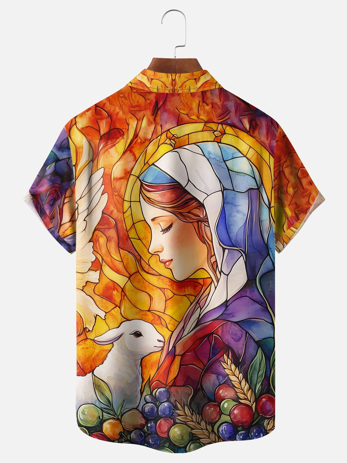 Moisture-wicking Easter Christian Virgin Mary Jesus Chest Pocket Casual Shirt