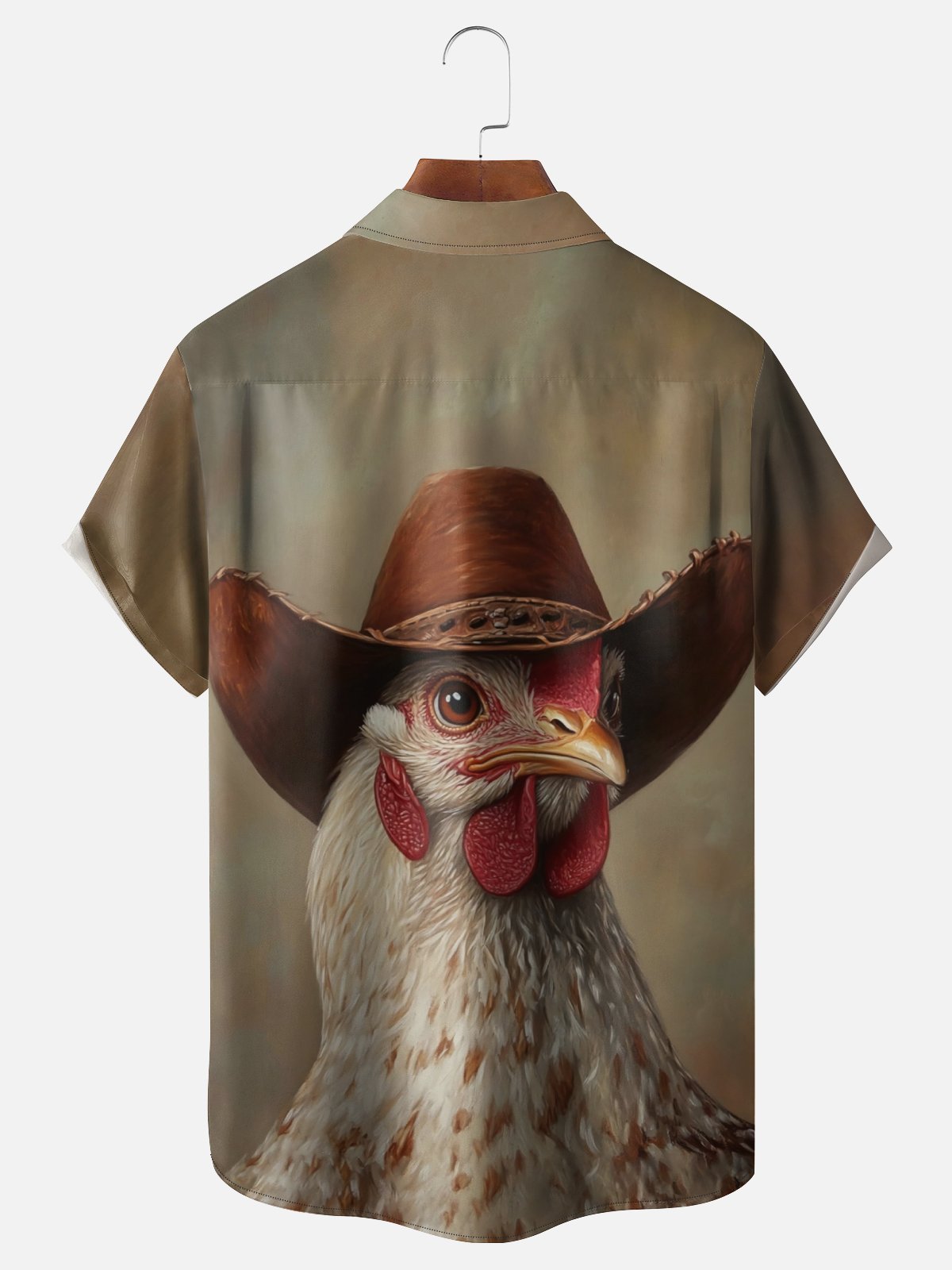 Moisture Wicking Cowboy Hat With Chicken Gradient Color Abstract Painting Chest Pocket Hawaiian Shirt