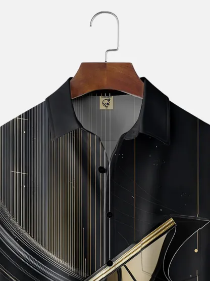 Moisture-wicking Music Piano Chest Pocket Casual Shirt