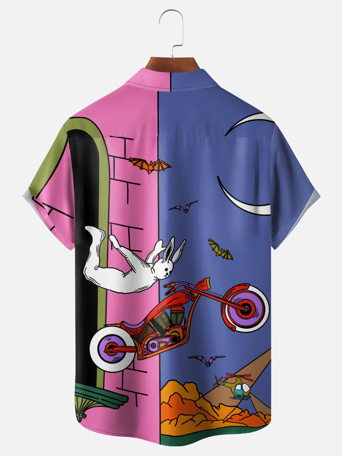 X Artist Janet Johnson Moisture Wicking Abstract Bunny Art Painting Chest Pocket Hawaiian Shirt