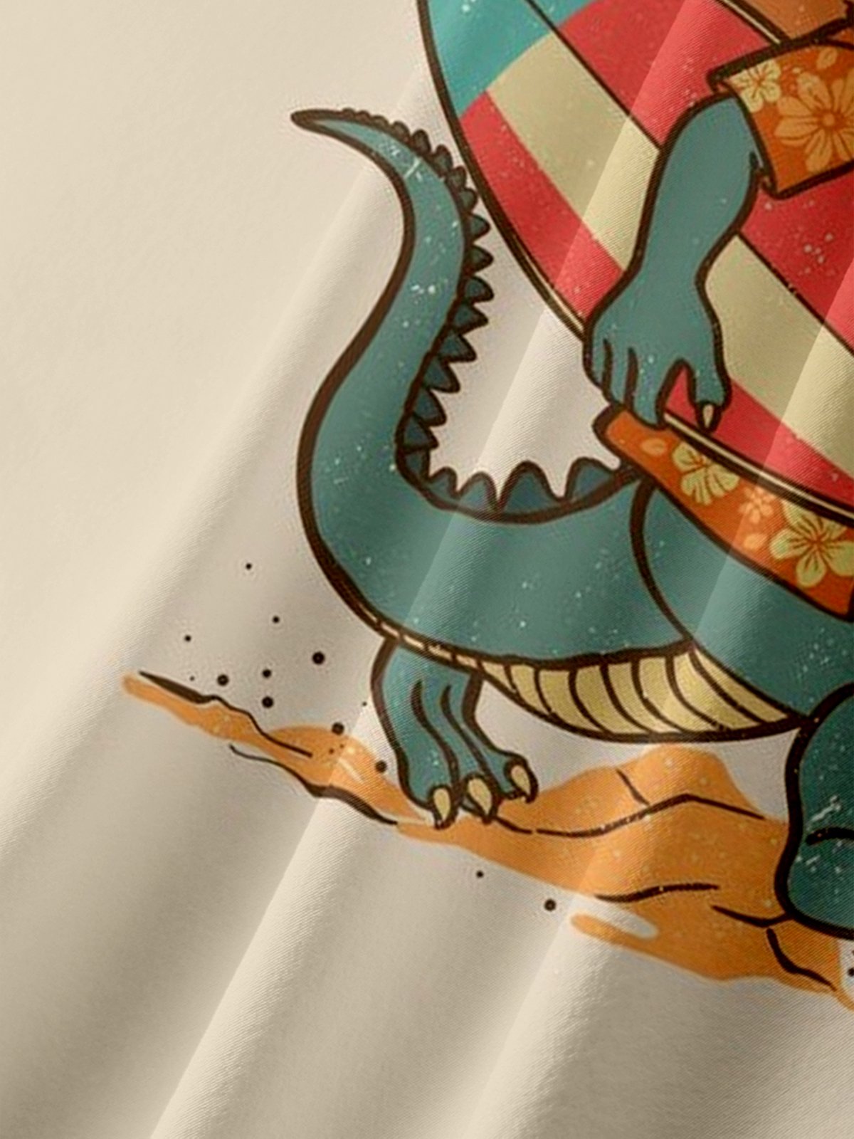 Moisture-wicking Crocodile On Vacation Palm Tree Chest Pocket Hawaiian Shirt