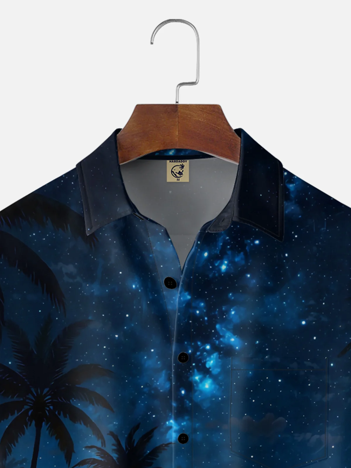 Moisture-wicking Coconut Tree Beach Chest Pocket Hawaiian Shirt