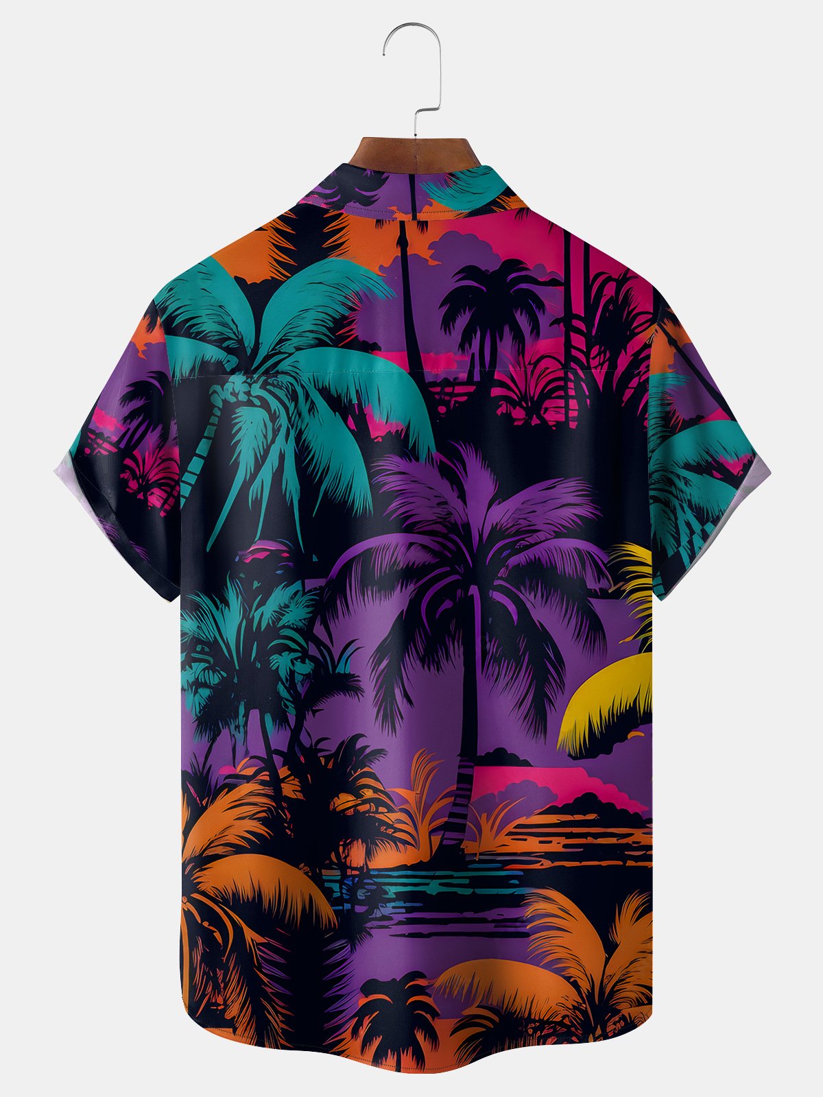 Coconut Tree Chest Pocket Short Sleeve Hawaiian Shirt
